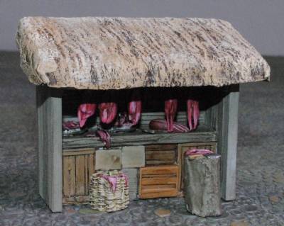 Medieval Street Butcher Stall PAINTED